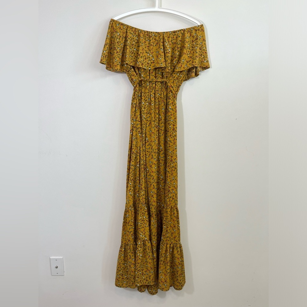 UMGEE Ruffled Strapless Flare Jumpsuit Medium - Ditsy Floral Tiered Comfy - Picture 3 of 10